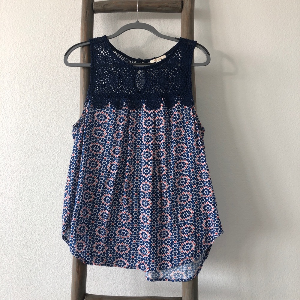 Ella Moss Blue And Orange Patterned Shirt Size L